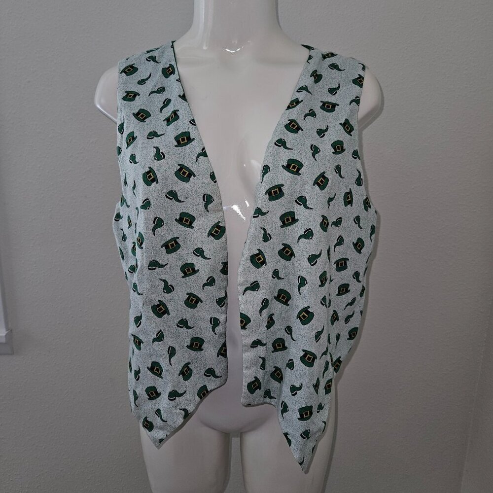 Handmade St Patrick's Day Reversible Vest Green Leprechaun Child Lg? Adult Sm?
